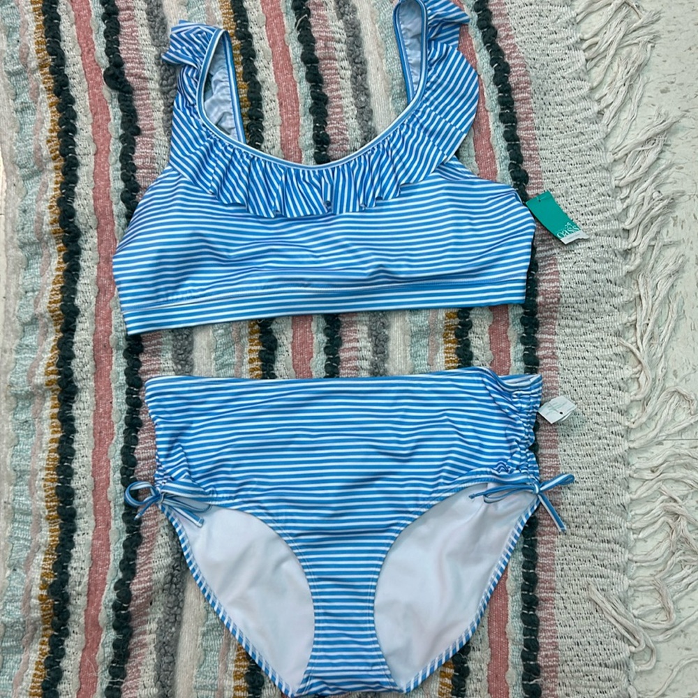 Blue And White Striped Two Piece Bikini NWT